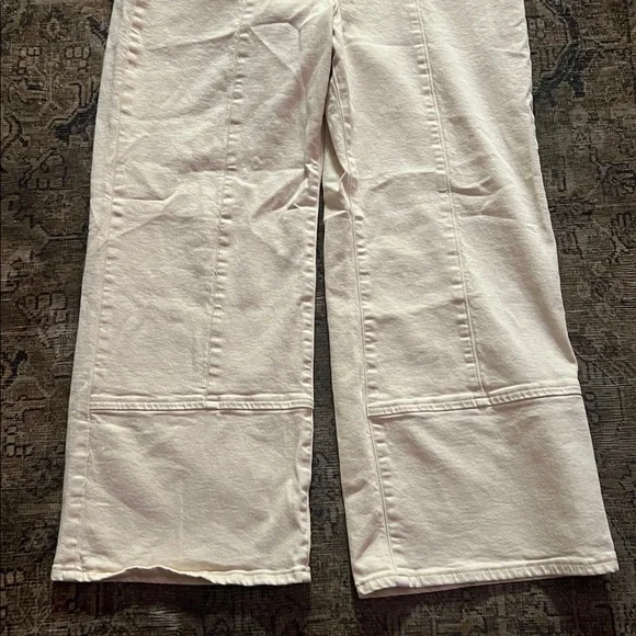 Anthropologie Pilcro Cuffed Crop High-Rise Wide-Leg Jeans Size 33 P Cream - Picture 9 of 15